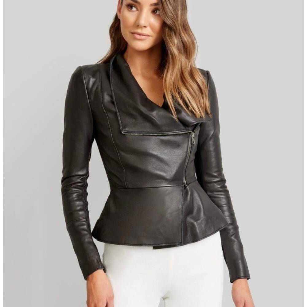 Kookai black leather jacket size 40 US 8